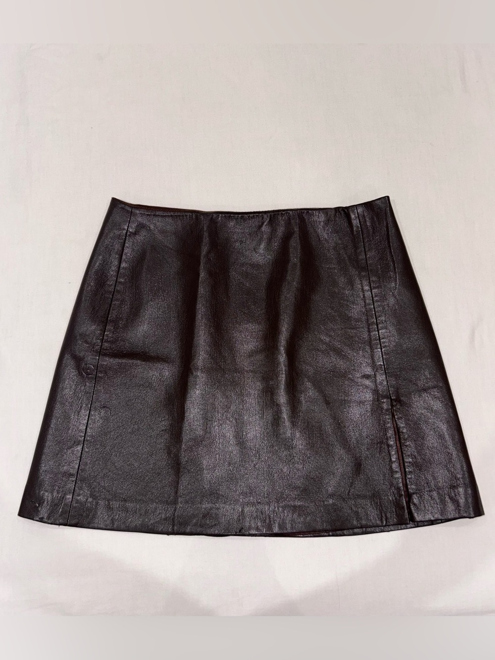 Aritzia Sunday Best Brown Faux Leather Mini Skirt, Size 6